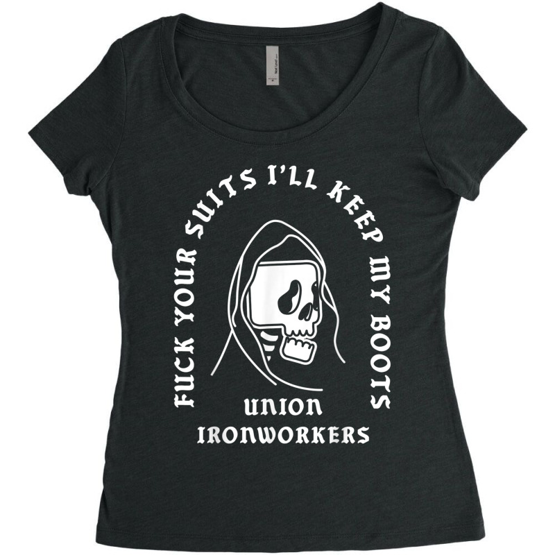 Union Ironworkers Reaper Skull Fuck Your Suits Women's Triblend Scoop T-shirt by DarionMurray | Artistshot