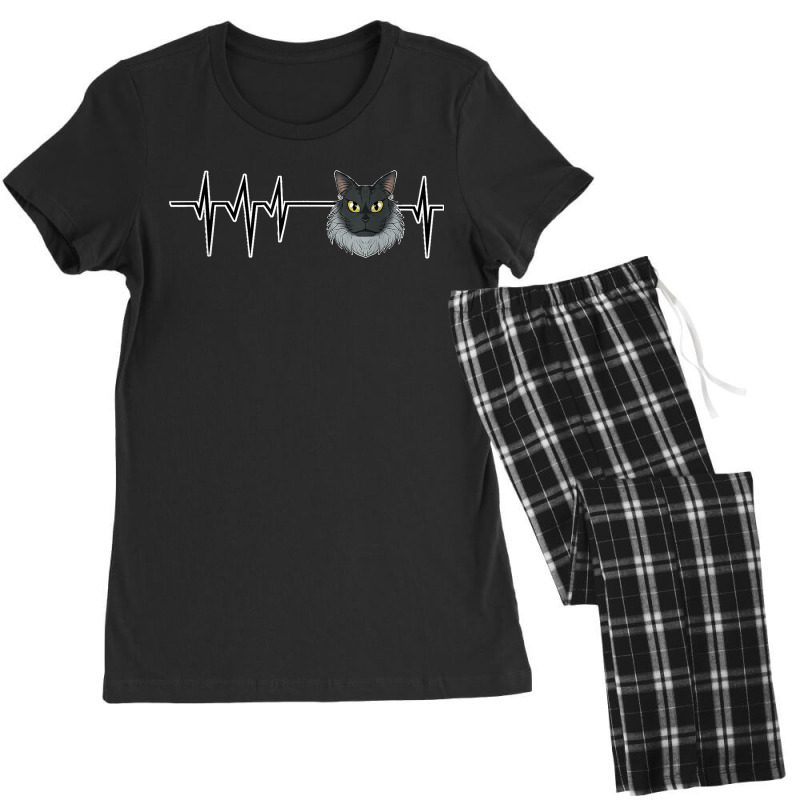 Cat Heartbeat I Cat Lover I Maine Coon Cat Women's Pajamas Set by KENNETHLEETINSLEY | Artistshot