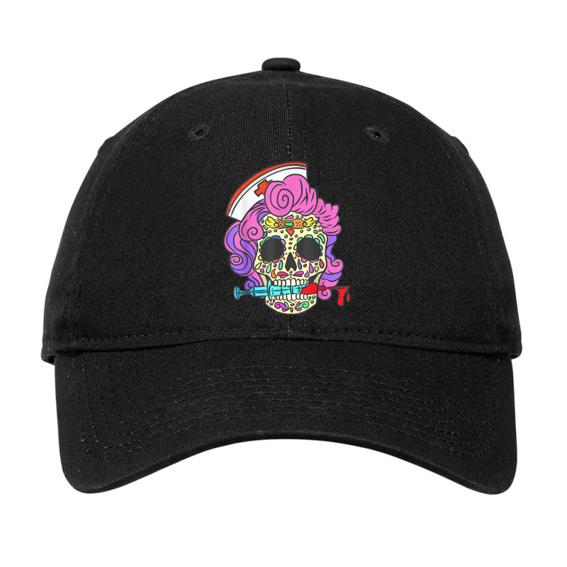 Nurse Gifts For Nursing Student Sugar Skull Registered Nurse Adjustable Cap | Artistshot