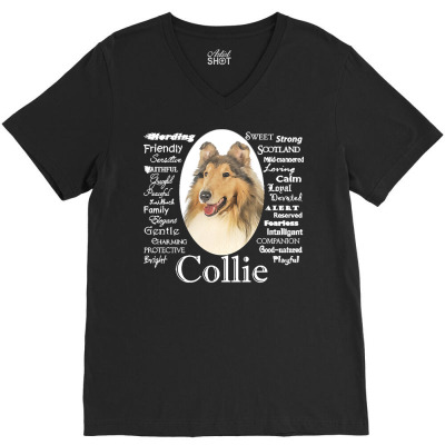 Collie T  Shirt Collie Traits T  Shirt V-neck Tee Designed By Fwaelchi961