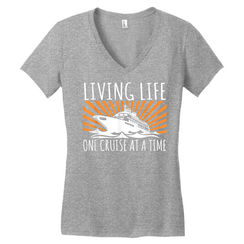 Funny Living Life One Cruise At A Time Shirt Cruise Cute T Shirt Women's V-Neck T-Shirt by buske | Artistshot