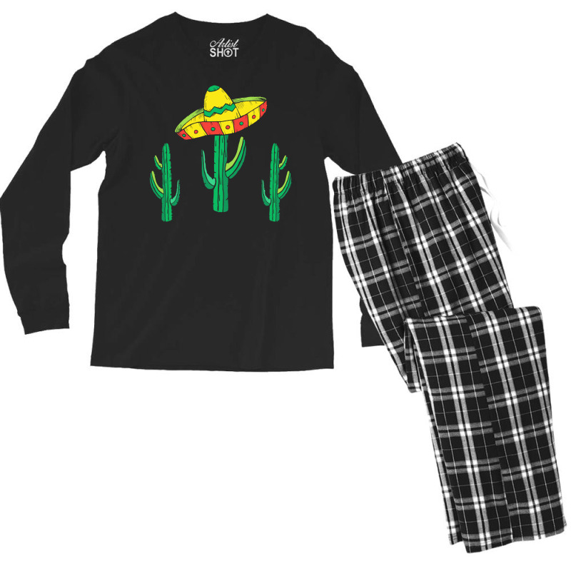 Cactus T  Shirt Mexican Sombrero Hat Cactus T  Shirt Men's Long Sleeve Pajama Set | Artistshot