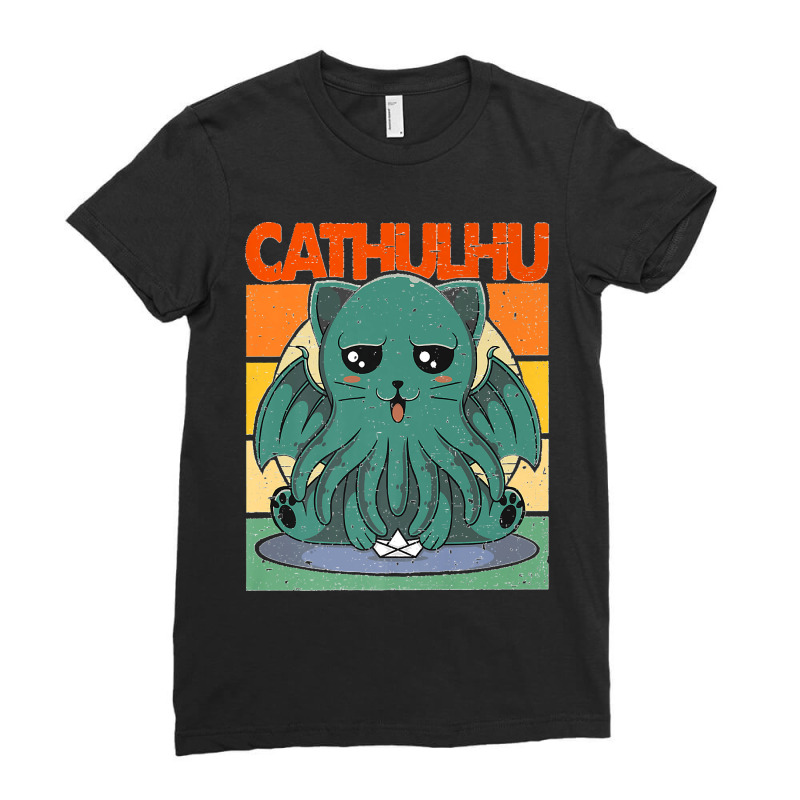 Cathulhu Cat Tentacle Large Old Cat Premium Ladies Fitted T-Shirt by KENNETHLEETINSLEY | Artistshot