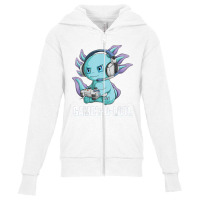 Axolotl Fish Playing Video Game Games-o-lot White Axolotl Lizard Kawai Youth Zipper Hoodie | Artistshot