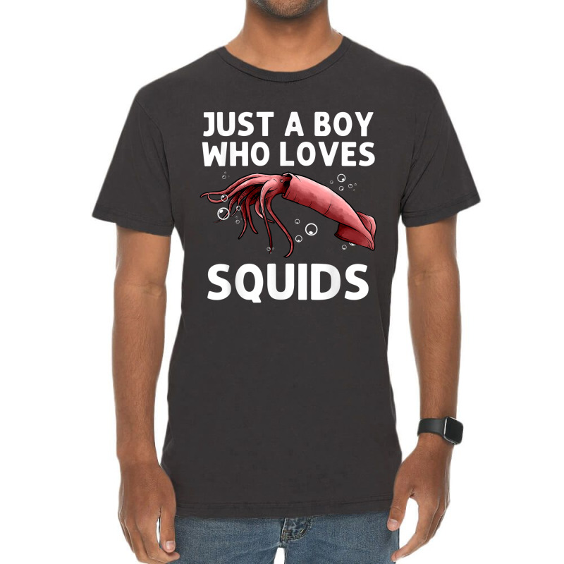 Squid Gift For Boys Men Giant Squid Seafood Calamari Lovers Vintage T-Shirt by LilyWillis | Artistshot