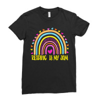 Read Teacher Rainbow Leopard Reading Is My Jam Ladies Fitted T-shirt | Artistshot