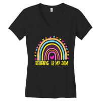 Read Teacher Rainbow Leopard Reading Is My Jam Women's V-neck T-shirt | Artistshot