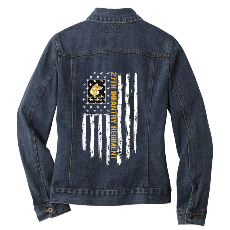 27th Infantry Regiment American Flag Ladies Denim Jacket by MarkDesharnais | Artistshot