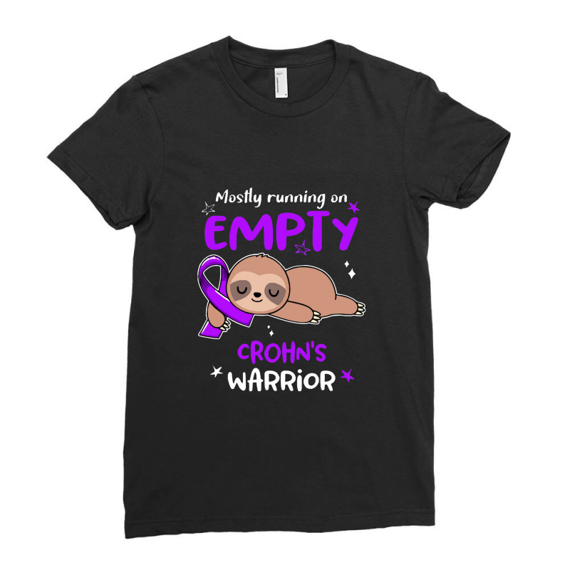 Crohns Awareness   Crohn's Awareness Mostly Running On Empty Ladies Fitted T-Shirt by salamansik | Artistshot