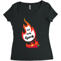 Eat Only Spicy Fire Red Chili Pepper Women's Triblend Scoop T-shirt | Artistshot