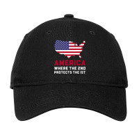 America The 2nd Amendment Protects The First With Graphic Premium Adjustable Cap | Artistshot