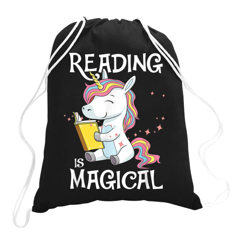 Reading Is Magical Book Lover Unicorn English Teacher Girls Drawstring Bags | Artistshot