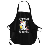 Reading Is Magical Book Lover Unicorn English Teacher Girls Medium-length Apron | Artistshot