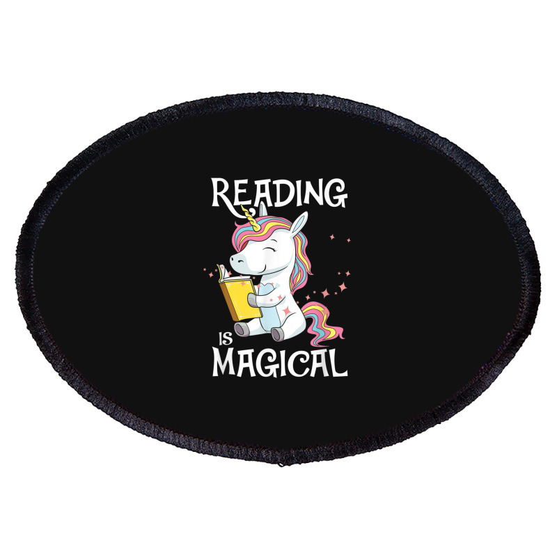 Reading Is Magical Book Lover Unicorn English Teacher Girls Oval Patch | Artistshot