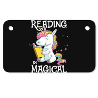 Reading Is Magical Book Lover Unicorn English Teacher Girls Motorcycle License Plate | Artistshot