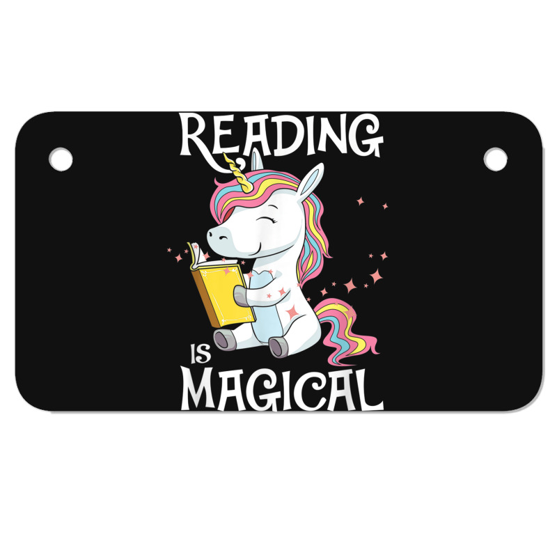 Reading Is Magical Book Lover Unicorn English Teacher Girls Motorcycle License Plate | Artistshot