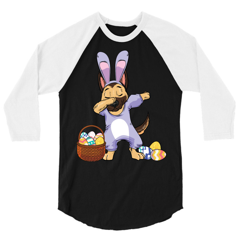 German Shepherd K9 Dog Dabbing Easter Bunny German Shepherd Girls Paw  3/4 Sleeve Shirt | Artistshot