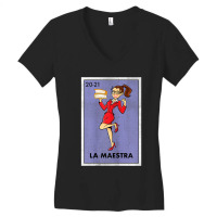 Womens La Maestra Lottery Espanol Gift Spanish Bilingual Teacher Women's V-neck T-shirt | Artistshot