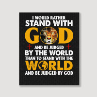 Jesus Christ Christian Lion Jesus Cross Id Rather Stand With God Knigh Portrait Canvas Print | Artistshot