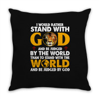 Jesus Christ Christian Lion Jesus Cross Id Rather Stand With God Knigh Throw Pillow | Artistshot