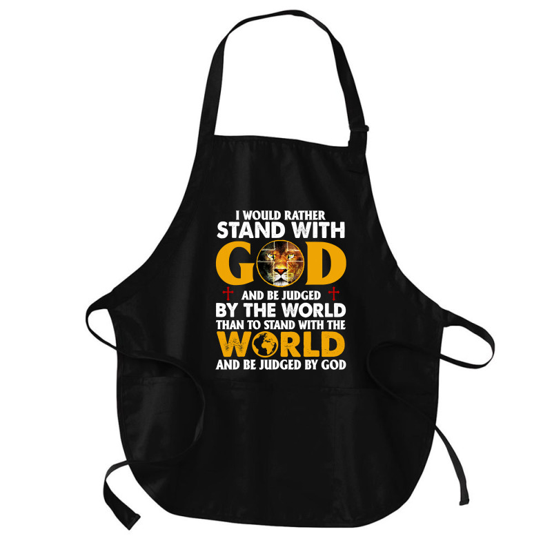 Jesus Christ Christian Lion Jesus Cross Id Rather Stand With God Knigh Medium-length Apron | Artistshot