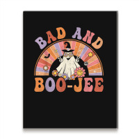 Retro Groovy Bad And Boo Jee Floral Ghost Halloween Hippie Metal Print Vertical | Artistshot