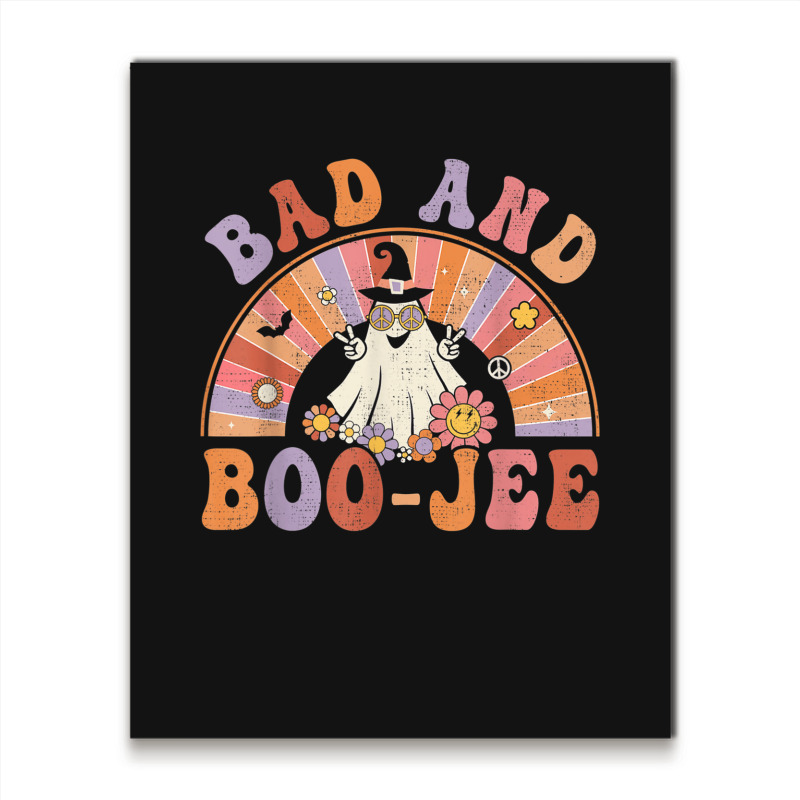 Retro Groovy Bad And Boo Jee Floral Ghost Halloween Hippie Metal Print Vertical | Artistshot