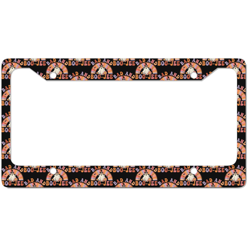 Retro Groovy Bad And Boo Jee Floral Ghost Halloween Hippie License Plate Frame | Artistshot