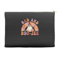 Retro Groovy Bad And Boo Jee Floral Ghost Halloween Hippie Accessory Pouches | Artistshot