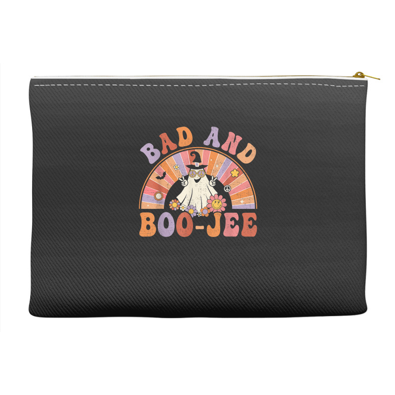 Retro Groovy Bad And Boo Jee Floral Ghost Halloween Hippie Accessory Pouches | Artistshot