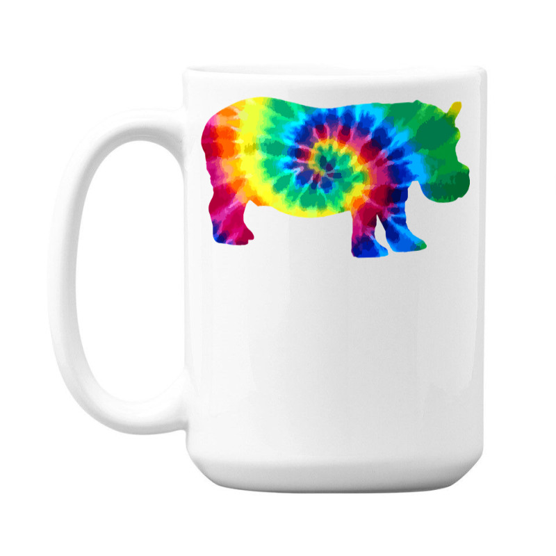 Hippopotamus Hippo Tie Dye Vintage Hippie Hippopotamus Lover 216 Hippo 15 Oz Coffee Mug | Artistshot