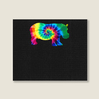 Hippopotamus Hippo Tie Dye Vintage Hippie Hippopotamus Lover 216 Hippo Landscape Canvas Print | Artistshot