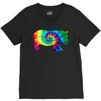 Hippopotamus Hippo Tie Dye Vintage Hippie Hippopotamus Lover 216 Hippo V-neck Tee | Artistshot