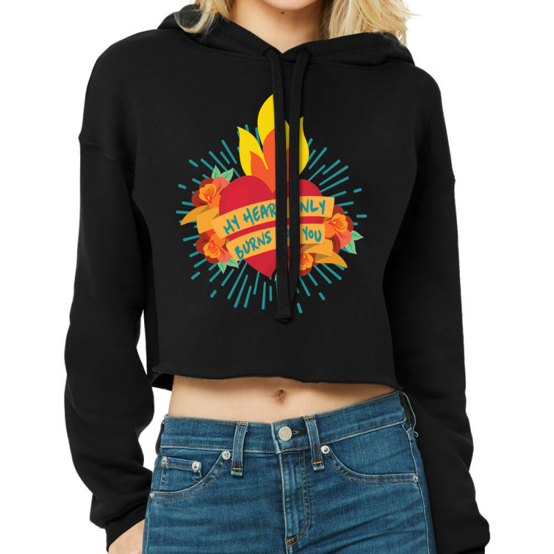 My Heart Burns Cropped Hoodie by JOHNCOLLIER | Artistshot