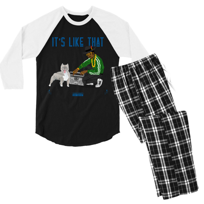 Rapper With Puppy Pitbull Rappers With Puppies Men's 3/4 Sleeve Pajama Set | Artistshot