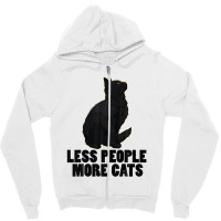 Less People More Black Cat Funny Pet Lover Men Dark Cat Zipper Hoodie | Artistshot