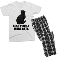 Less People More Black Cat Funny Pet Lover Men Dark Cat Men's T-shirt Pajama Set | Artistshot