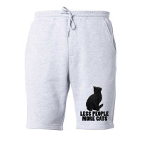 Less People More Black Cat Funny Pet Lover Men Dark Cat Fleece Short | Artistshot