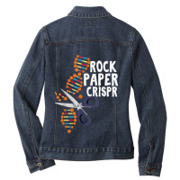 Rock Paper Crispr Dna Biologist Genetic Engineering Science Ladies Denim Jacket | Artistshot