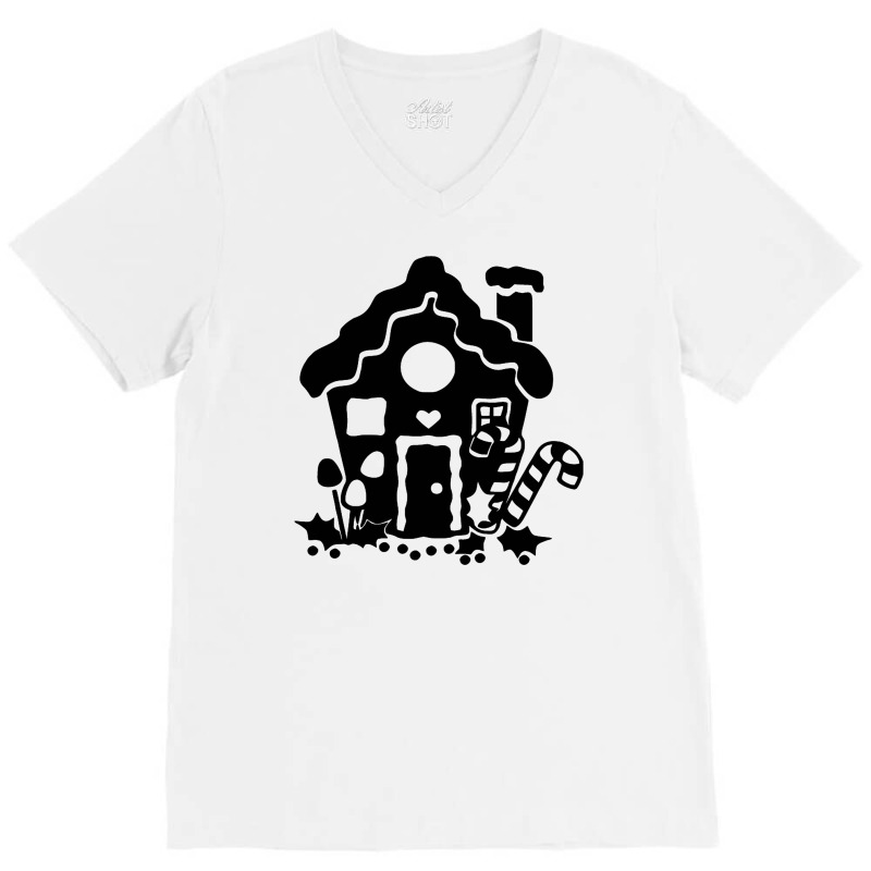 Gingerbread House V-neck Tee | Artistshot