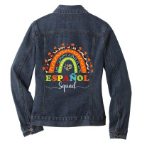 Espanol Squad Bilingual Spanish Teacher Back To School 2022 Ladies Denim Jacket | Artistshot