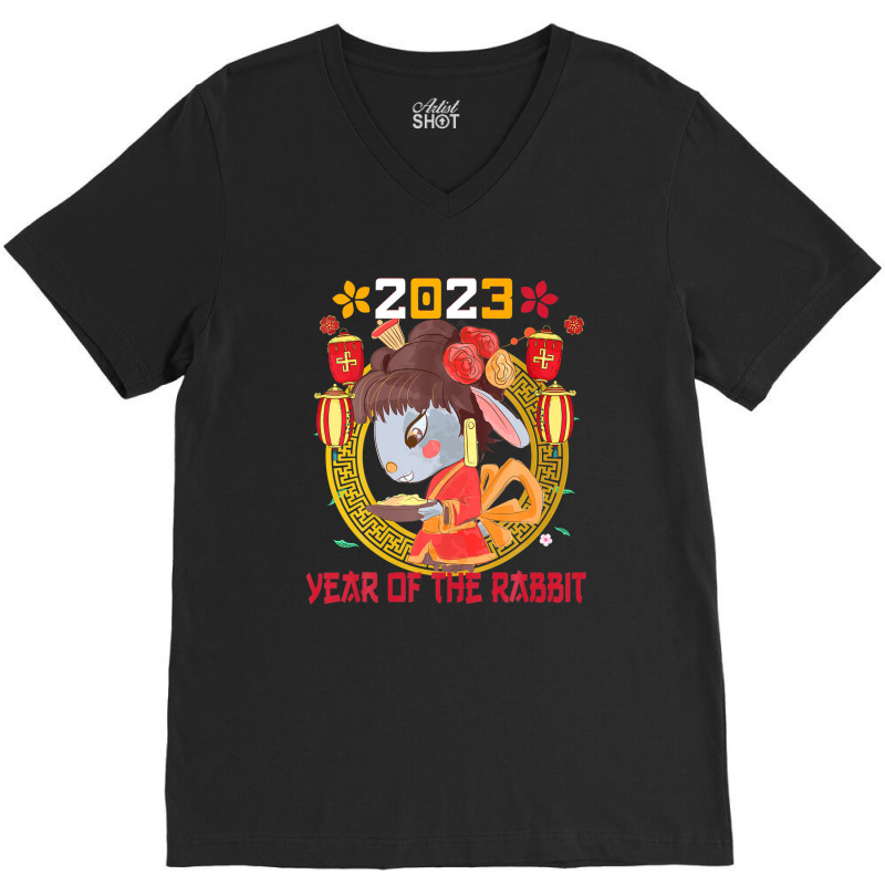 Happy Lunar New Year 2023 Cute Chinese Rabbit Decorations V-neck Tee | Artistshot