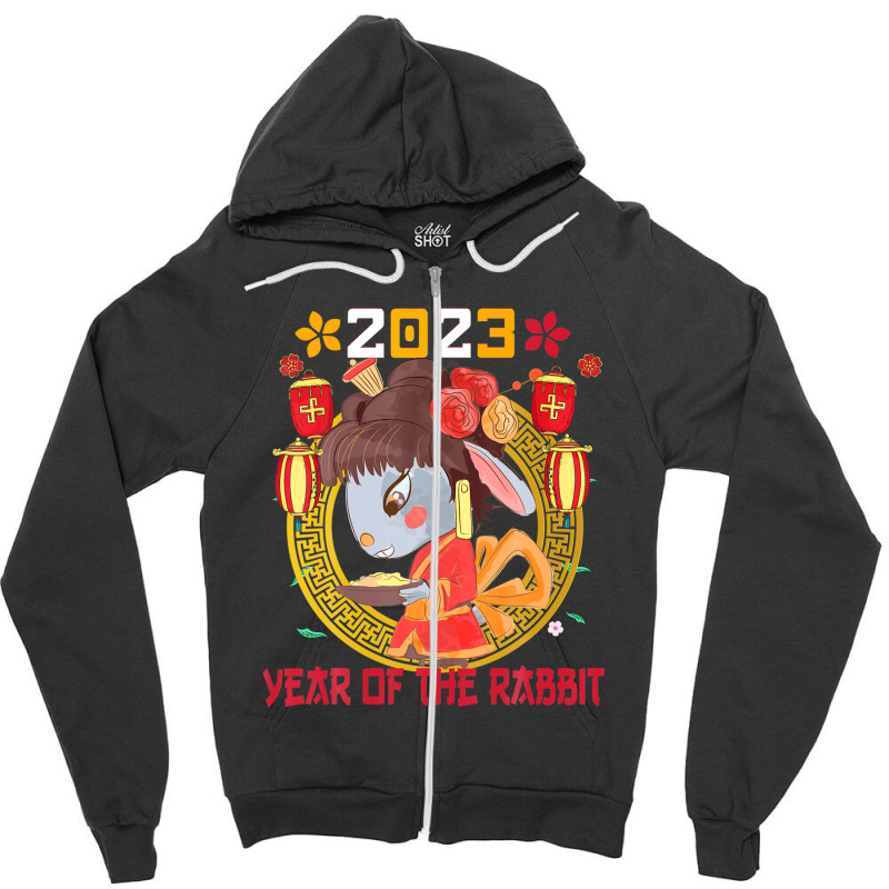 Happy Lunar New Year 2023 Cute Chinese Rabbit Decorations Zipper Hoodie | Artistshot