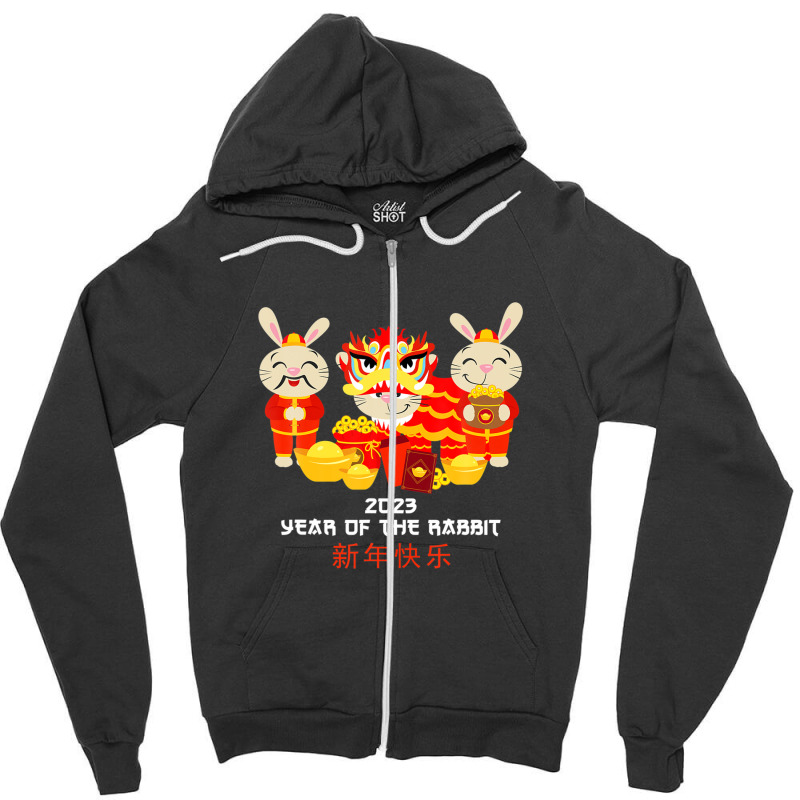 Zodiac Happy Chinese New Year Outfit Year Of The Rabbit 2023 Zipper Hoodie | Artistshot