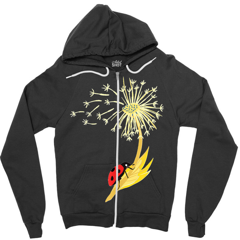 Dandelion Seeds Ladybug For Gardener Herbalist Zipper Hoodie by JilmarM.Perez | Artistshot