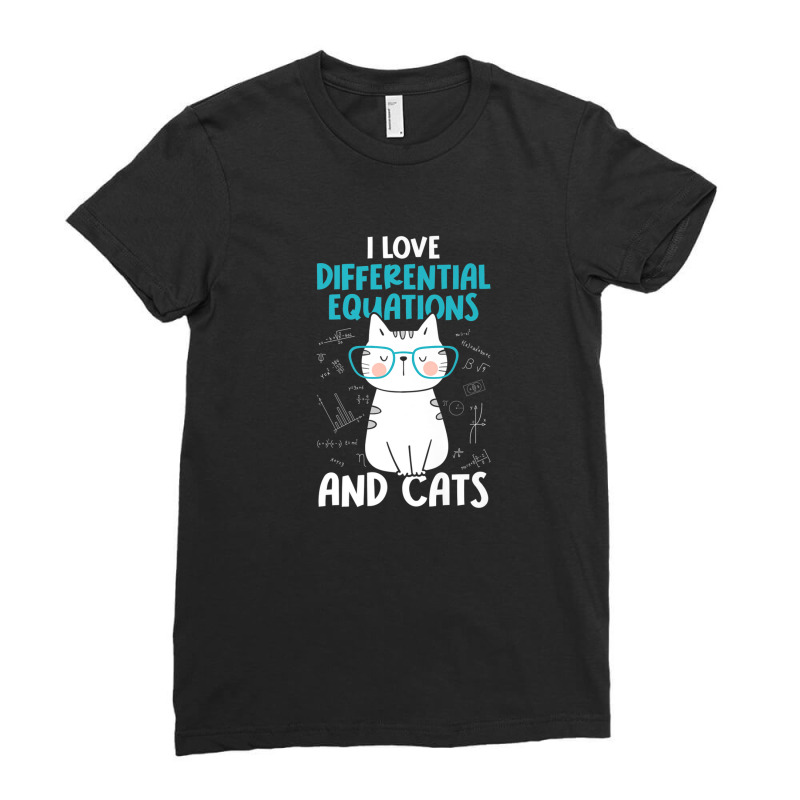 I Love Math And Cats - Funny Differential Equations Ladies Fitted T-Shirt by katharinemcmichael90 | Artistshot