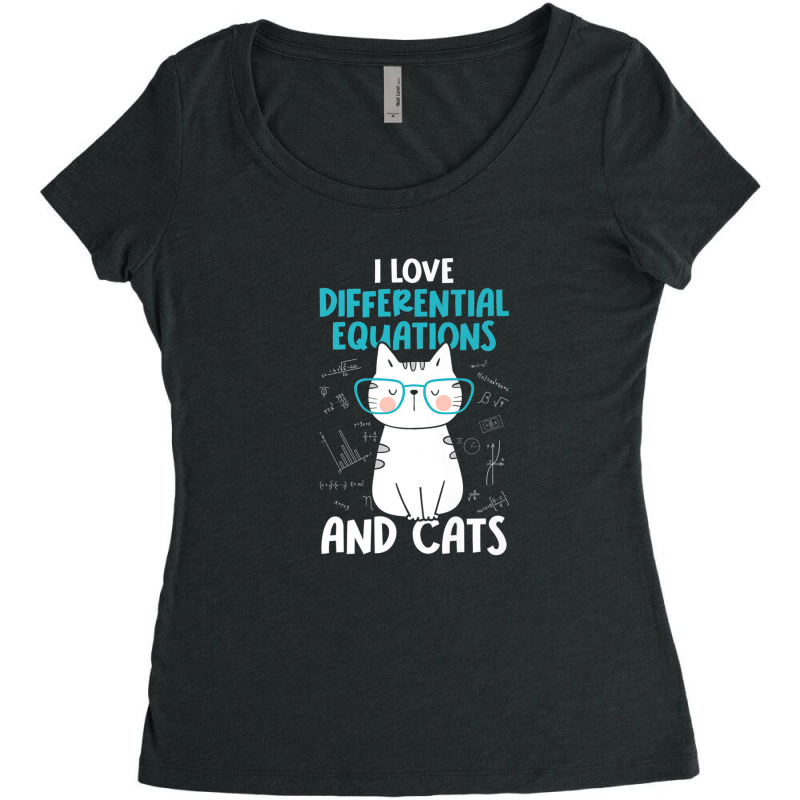 I Love Math And Cats - Funny Differential Equations Women's Triblend Scoop T-shirt by katharinemcmichael90 | Artistshot