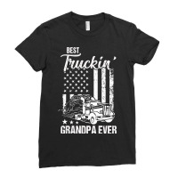 Father Grandpa Best Truckin Grandpa Ever S Day195 Family Dad Ladies Fitted T-shirt | Artistshot