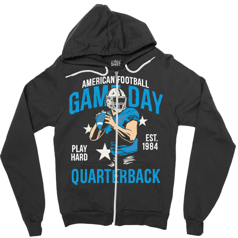 Football Game Day Quarterback 209 Football Player Zipper Hoodie by hopelessoon | Artistshot