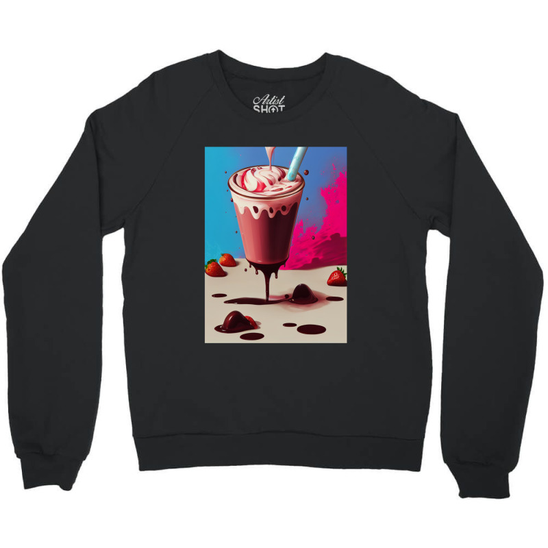 Strawberry Milkshake Crewneck Sweatshirt by AllenSCrowley | Artistshot